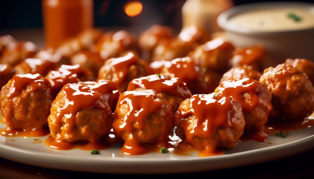 spicy chicken balls with buffalo sauce