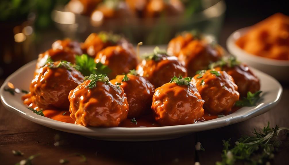 spicy chicken balls with buffalo sauce