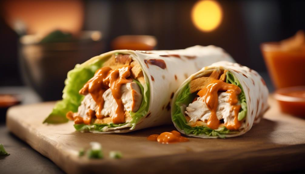 spicy chicken wrapped in buffalo sauce