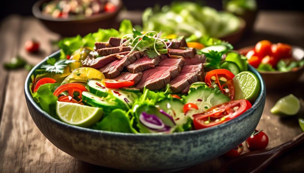 spicy thai inspired beef salad