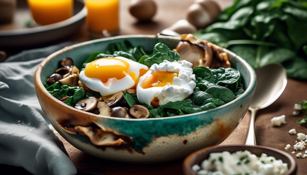 vegetarian breakfast with greens