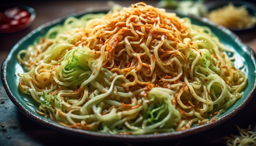 vegetarian pasta with cabbage