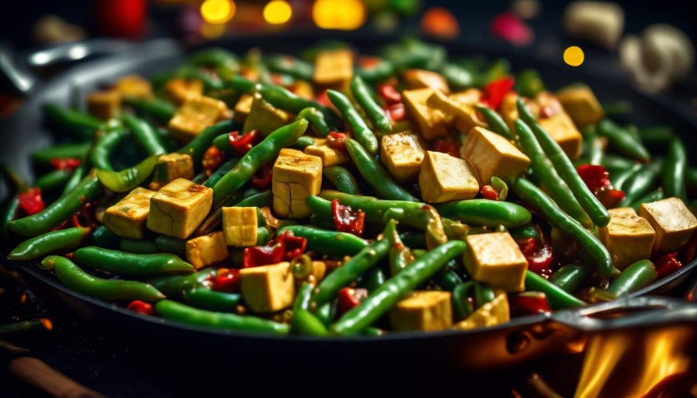 vegetarian stir fry with green beans and tofu