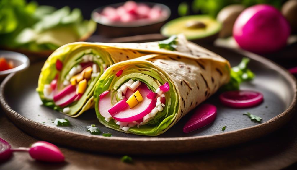 vegetarian wrap with radishes