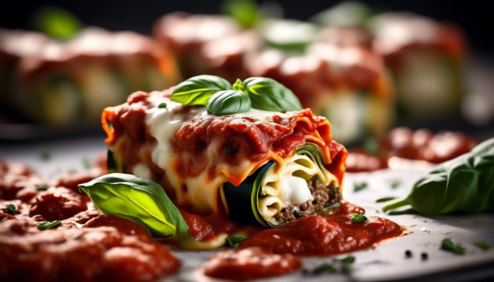 zucchini based lasagna roll ups