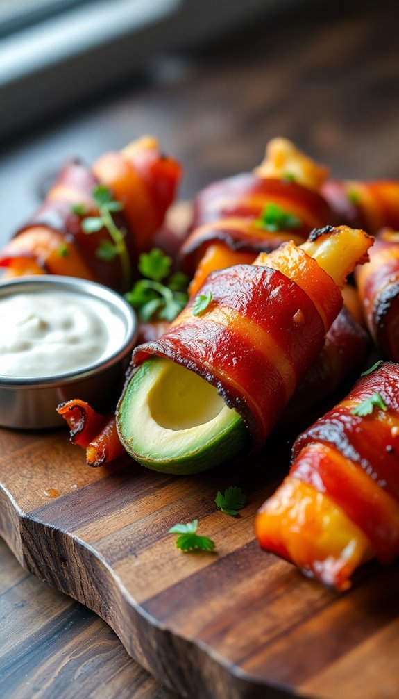 crispy bacon wrapped avocado fries